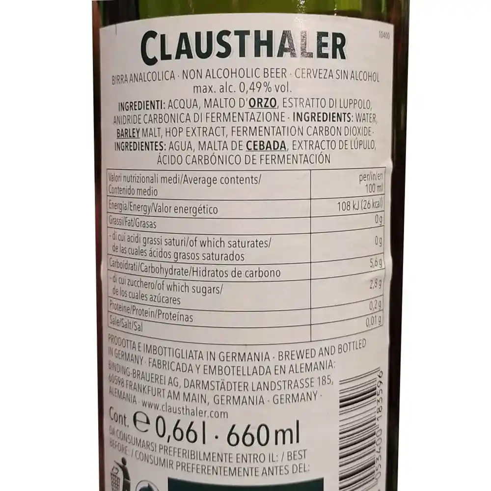 Clausthaler Cerveza Sin Alcohol