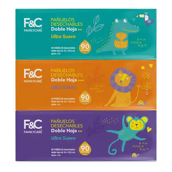 F & C Pack Pañuelo Facial Niños Doble Hoja