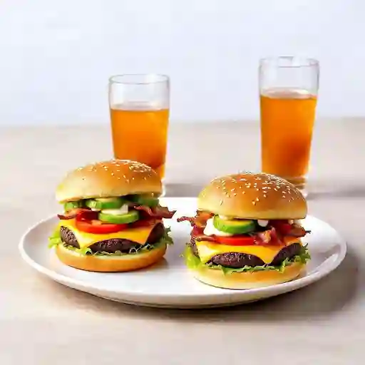 2 Hamburguesas + 1 Bebidas 350 Cc