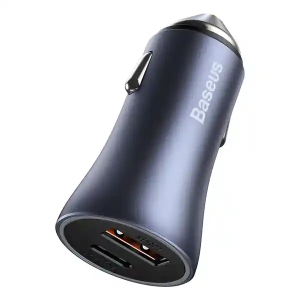 Baseus Cargador Doble Rápido Auto Pro USB + Tipo C 40W Gris