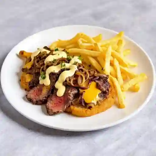 Churrasco Sabor Casero Porción Papas Fritas