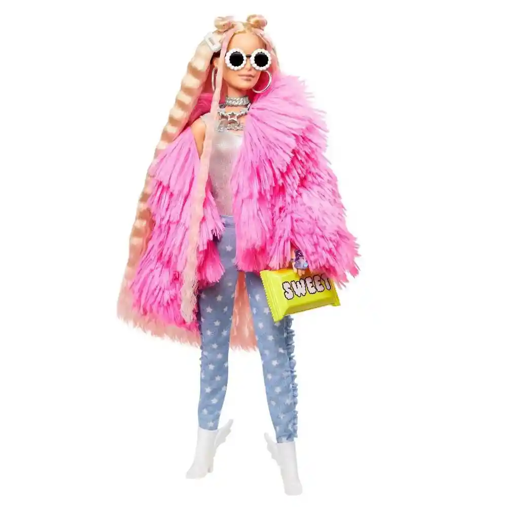 Barbie Muñeca Extra Abrigo Rosa