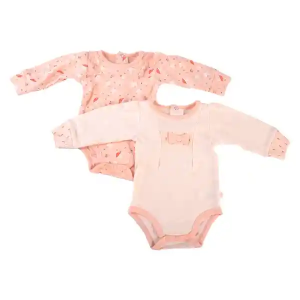 Set Body Orgánico Manga Larga Bebé Niña Multicolor 0 Pillin