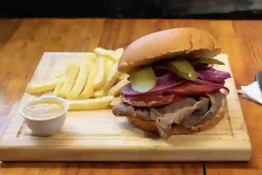 Churrasco jojos + papas fritas