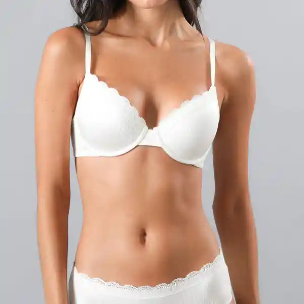 Sostén Perfect Cover Demi Cup Color Blanco Talla 34C Flores