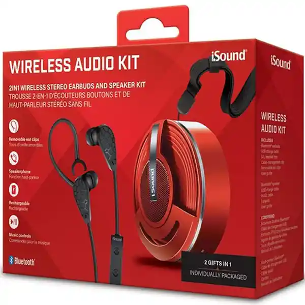 Isound kit parlante + audifonos rojo