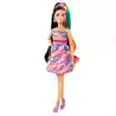 Barbie Muñeca Totally Hair Vestido de Rayas de Colores