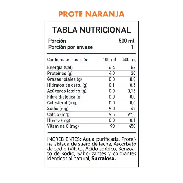 W1 Proteína Líquida Whey Protein Isolate Sabor Naranja