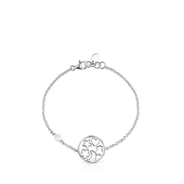 Tous Pulsera Silueta de Plata Con Perla