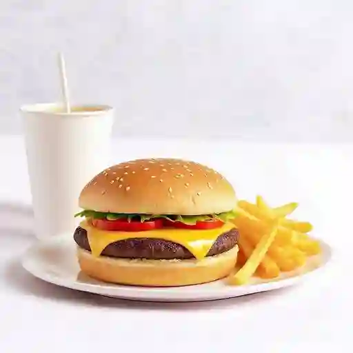 Hamburguesas con Papas Fritas Bebida 350Ml