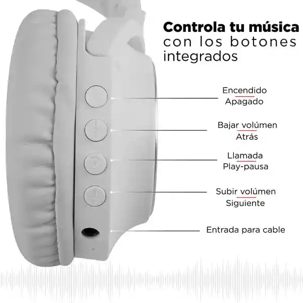 Miniso Audífonos de Diadema Inalámbricos Blancos