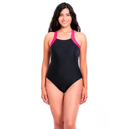 Traje de Baño Con Cierre Negro y Fucsia Talla S Samia