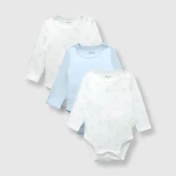 Pack Bodie de Bebé Niño Celeste Talla 6/9M Colloky