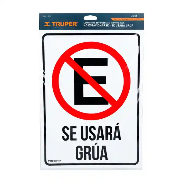 Truper Letrero "No Estacionar" 25 x 34 cm