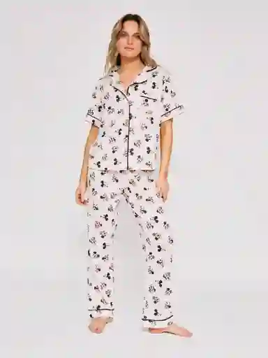 Mickey & Minnie Pijama Manga Corta Ecru S V26