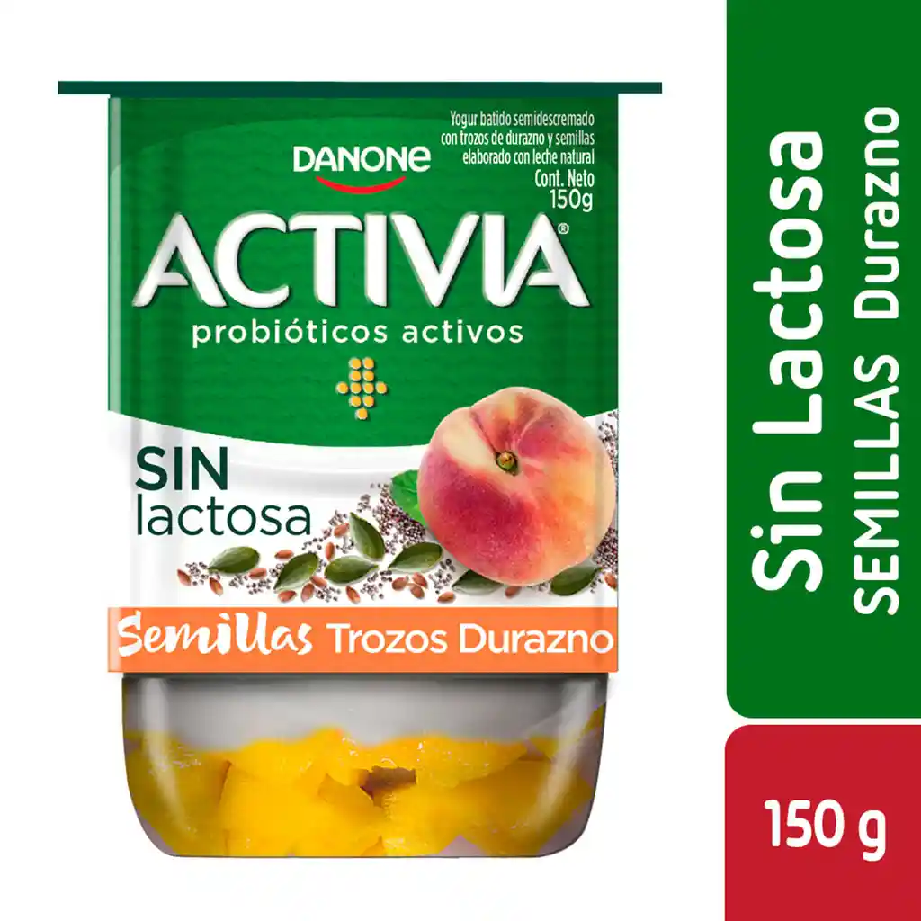 Danone Activia Yogur Triple Zero 0 % Durazno