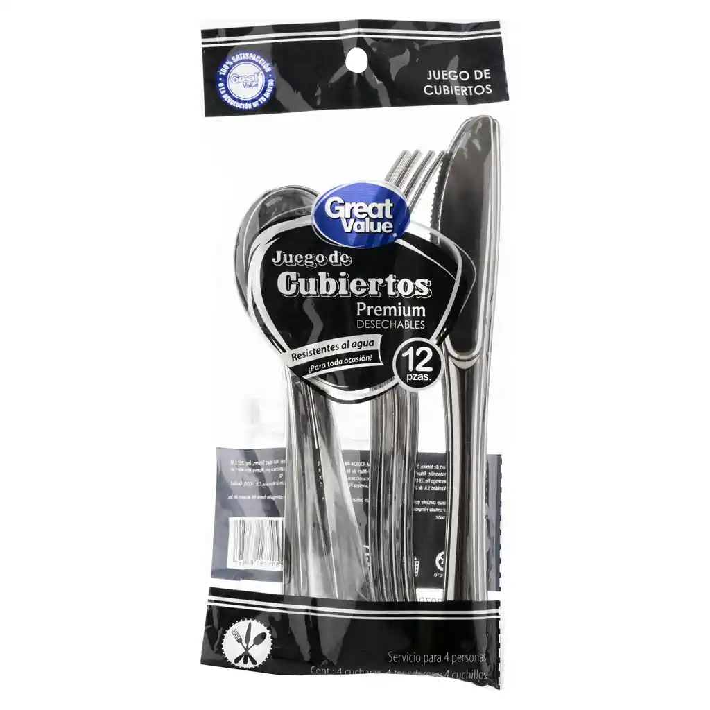 Great Value Mix De Cubiertos Desechable Premium 12 Un
