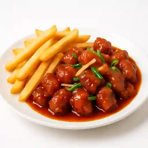 Cerdo de Jengibre con Papas Fritos