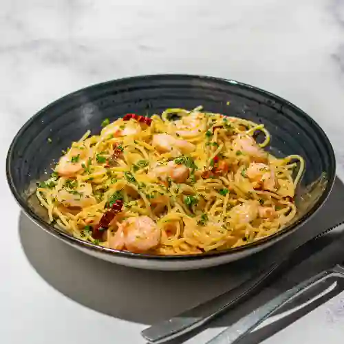 Spaghetti Al Ajillo con Camarones