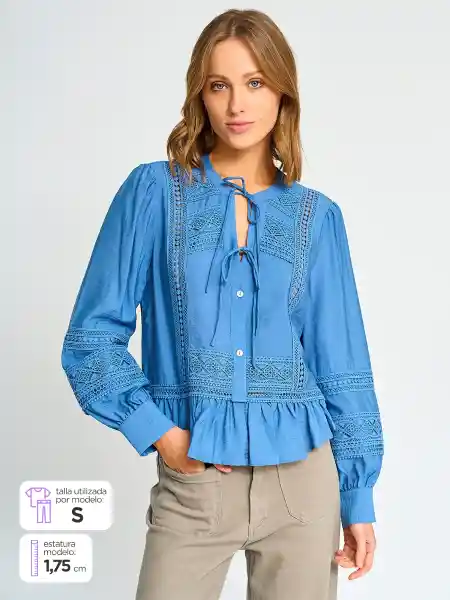 Tatienne Blusa Manga Larga Dlanco Ttn Color Denim XL S25