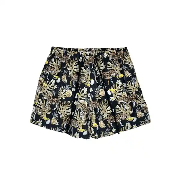 Short Corto Hombre Estampado Negro Talla M Samia