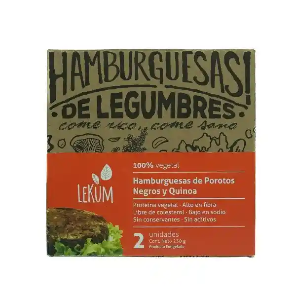 Lekum Hamburguesa Porotos Negros Quinoa