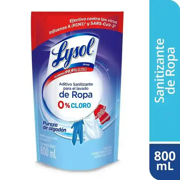 Lysol Sanitizante para el Lavado de Ropa 0% Cloro Pureza de Algodón