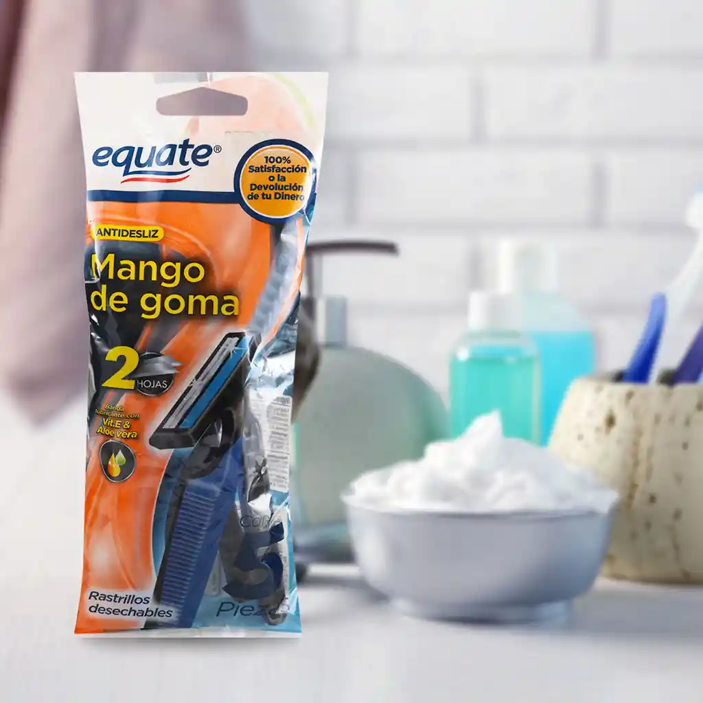 Equate Rastrillos Desechables Mango de Goma 2 Hojas x 5 Unidades