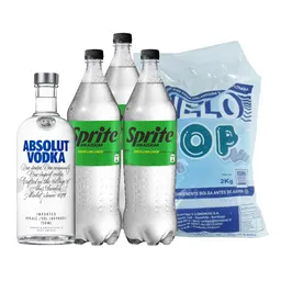 Combo Absolut Bebida Alcohólica de Vodka + Pop Hielo Bolsa