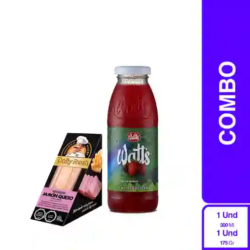 Combo Daily Fresh Croissant Jamón Queso + Watts Tuttifrutilla