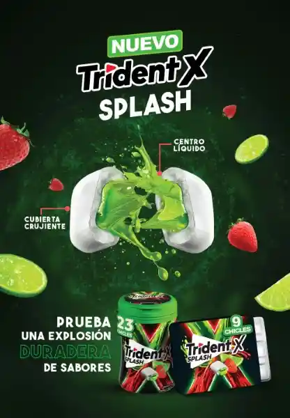 Chicle Trident Splash Sin Azúcar Sabor Frutilla Limón 23 und