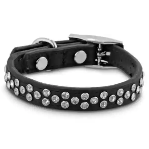 Bond & Co Collar de Cuero Negro Con Incrustaciones Brillantes