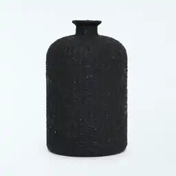 Jarrón Vidrio Textura Negro L BLW Ripley Home
