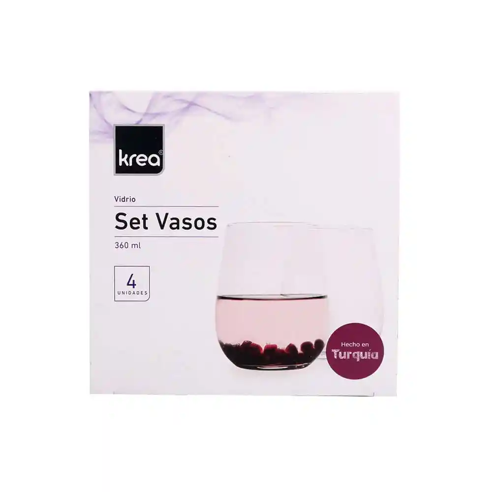 Krea Vaso Bajo 360 Ml Gala 4 Unid