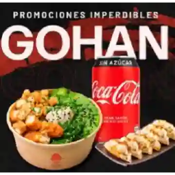 Gohan Pollo + Gyozas + Bebida