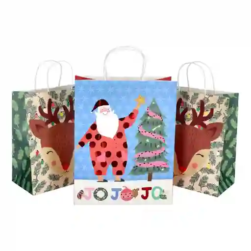 Set Bolsa de Papel Para Regalo Noel Rena Casaideas