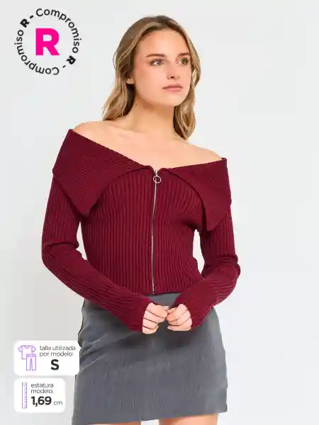 Index Súeter Manga Larga Cuello Color Burde L S25