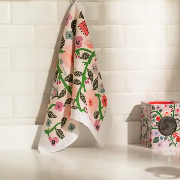 Paño Cocina de Algodón Velour Estampado Flores Casaideas