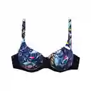 Bikini Estilo Sostén Copa D Estampado Negro Talla 50 Samia