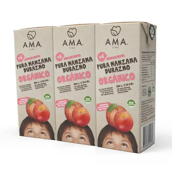 Ama Jugo Orgánico Manzana Durazno Pack