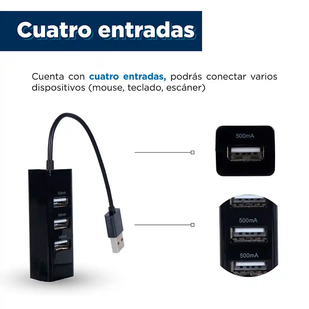 Miniso Adaptador USB con Cuatro Entradas