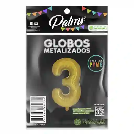 Palms Globo Aluminio Color Dorado No.3
