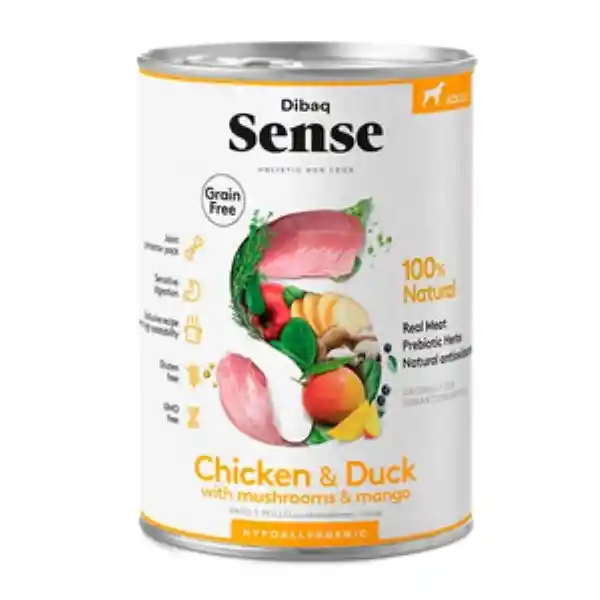 Dibaq Sense Alimento Húmedo Natural Perro Receta Pollo y Pato