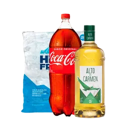 Promo Alto 1 L + Coca Normal 3 L + Hielo 2kg