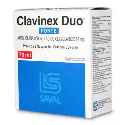 Clavinex Duo Forte (800 mg/57 mg) Polvo para Suspensión Oral con Solvente