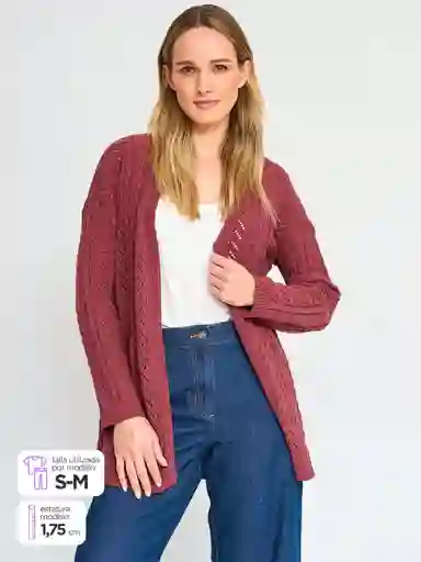 Aziz Cárdigan hi Crochet-D Color Guinda L-XL S25