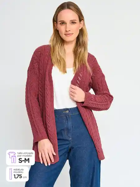 Aziz Cárdigan hi Crochet-D Color Guinda L-XL S25