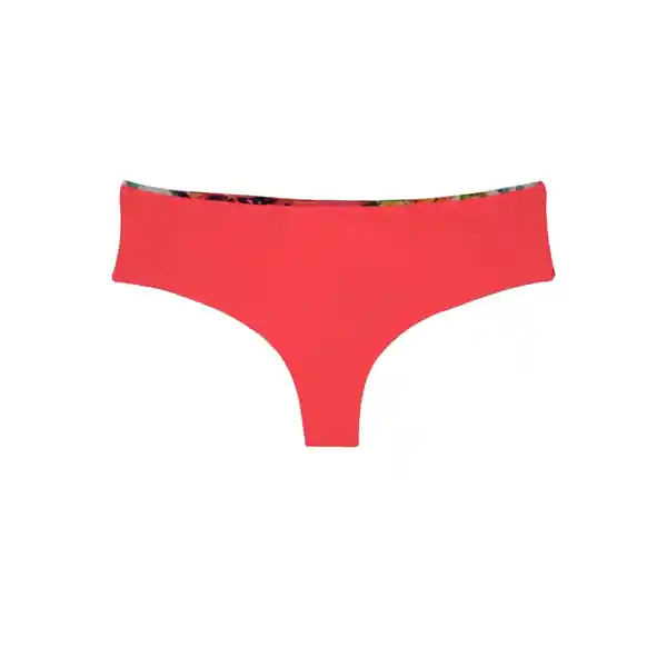 Bikini Calzón Tanga Reversible Tiro Alto Estampado Naranja T. L Samia