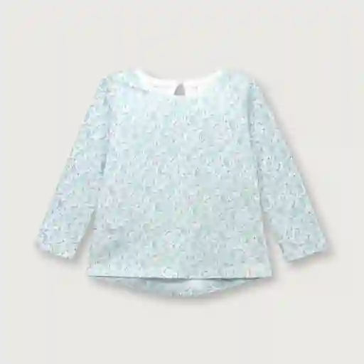 Polera Esencial de Niña Print Aqua Talla 12M Opaline