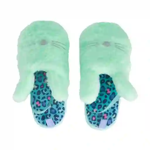 Pantuflas Rellena Peludita Infantil Verde 35/36